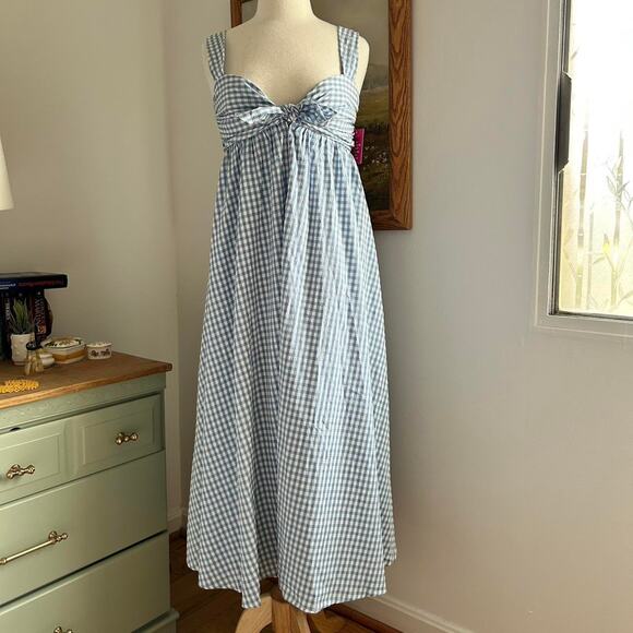 Nwt blue white gingham maxi dress - Picture 3 of 7